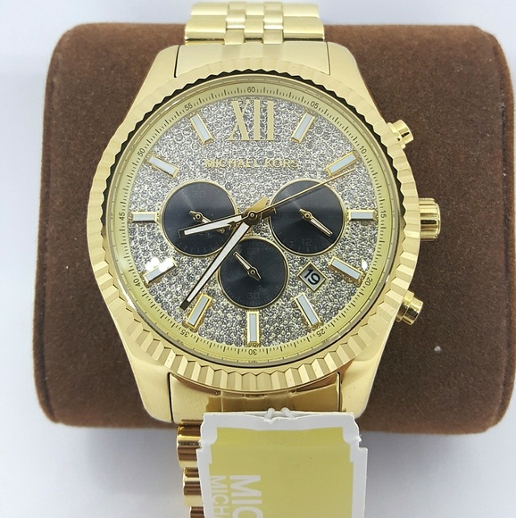 1 LEFT IN STOCK-NEW MICHAEL KORS GOLD MEN'S WATCH - Picture 2 of 8
